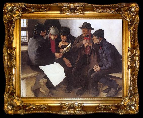 framed  Leibl, Wilhelm Peasants in Conversation, ta009-2
